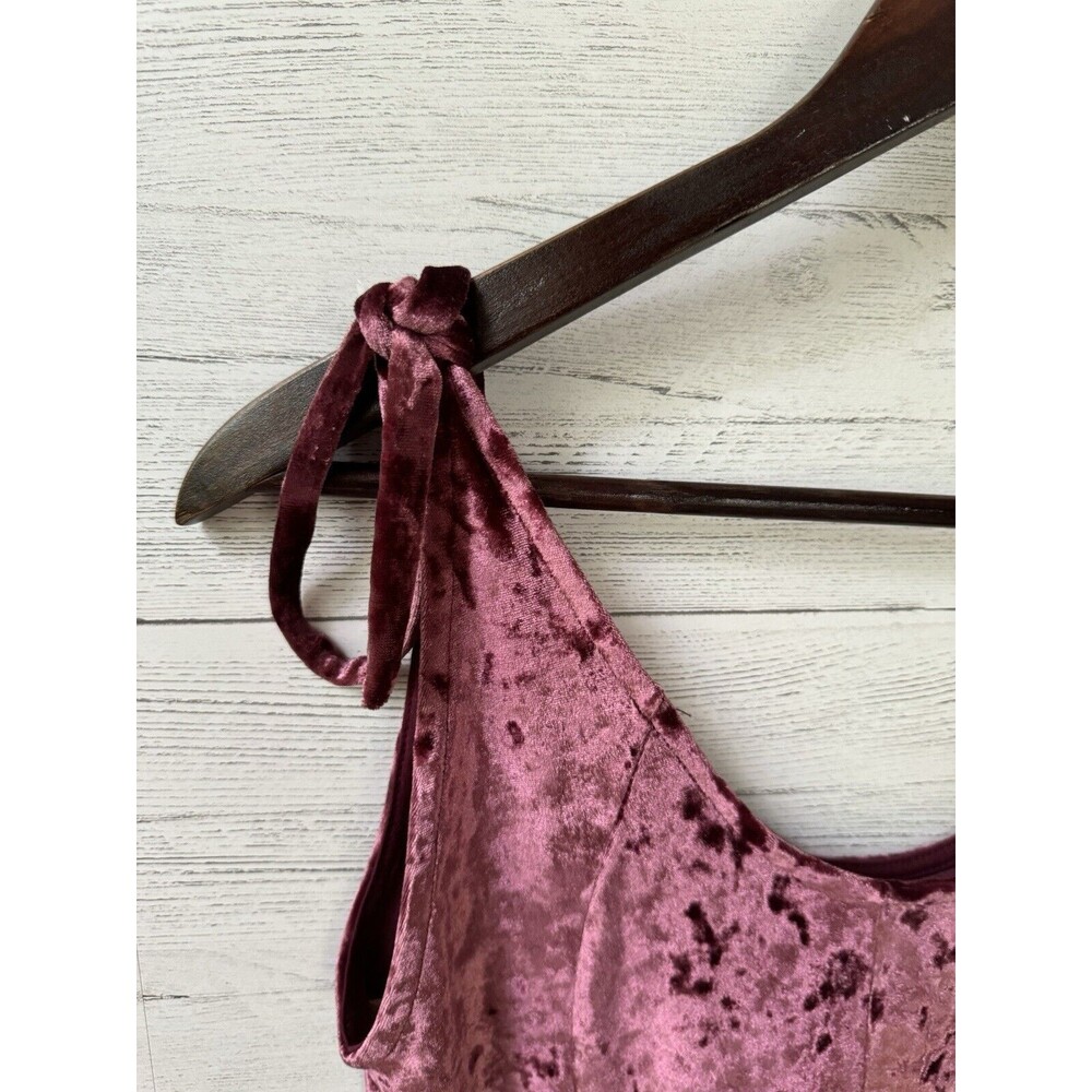 LA Hearts Dress Pink Crushed Velvet XS Tie Straps V-neck Mini Fit & Flare - Picture 4 of 8
